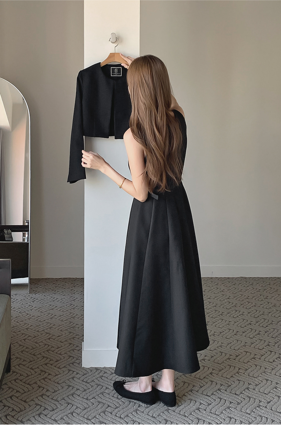 RIRINCO ツイードジャケット&ノースリーブロングワンピースセット