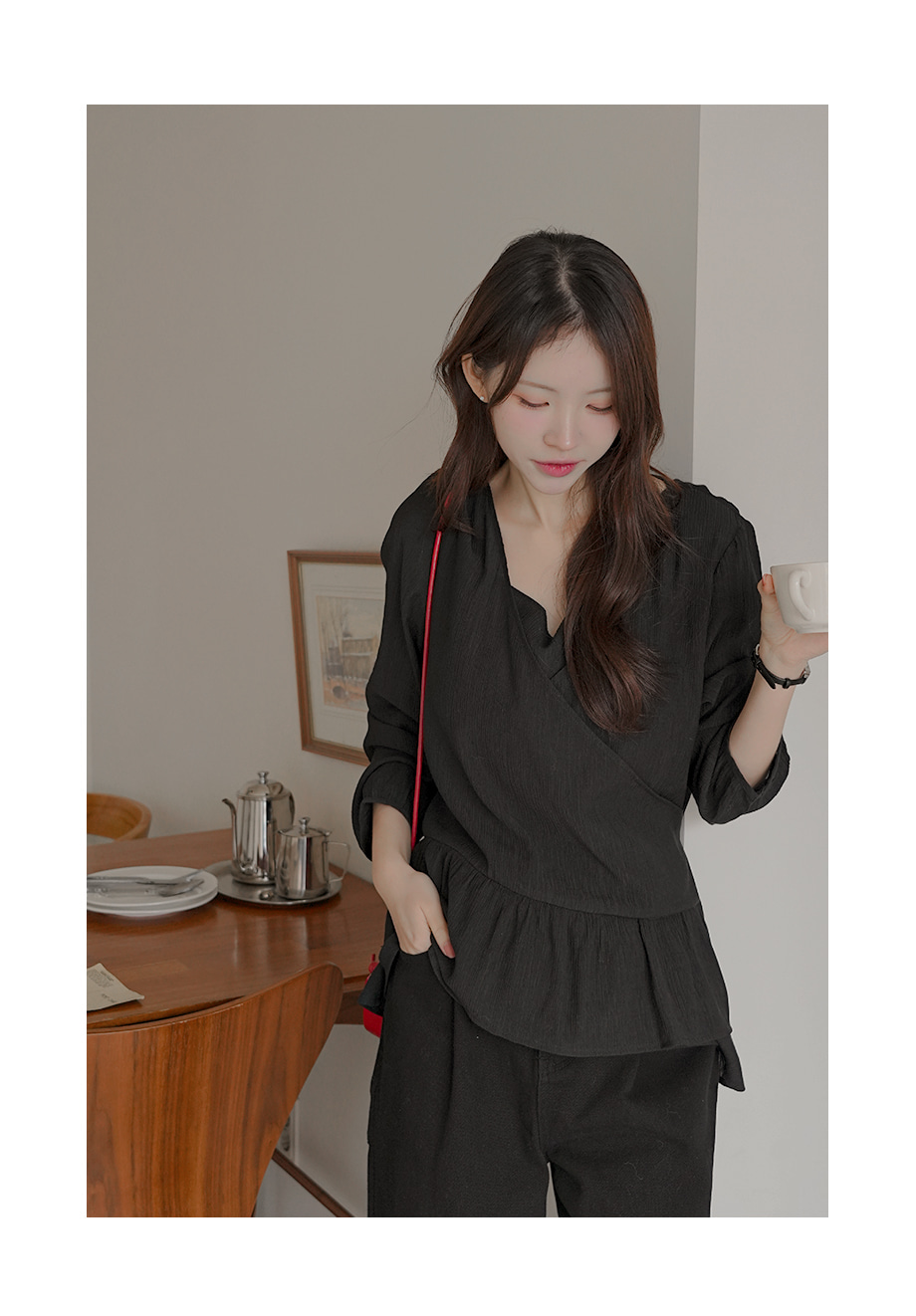 リリエンコ ラップスタイルフリルブラウス 