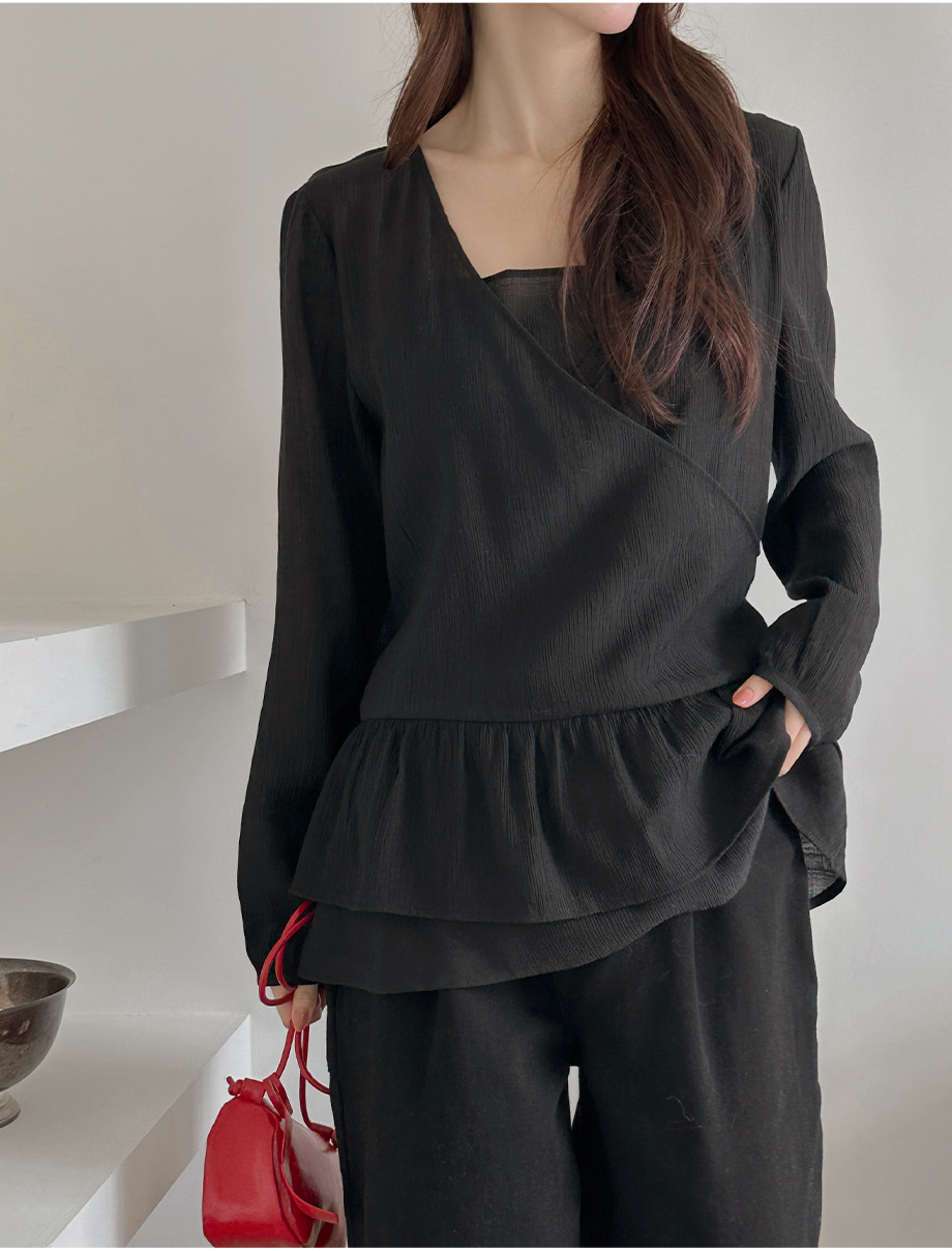 リリエンコ ラップスタイルフリルブラウス 