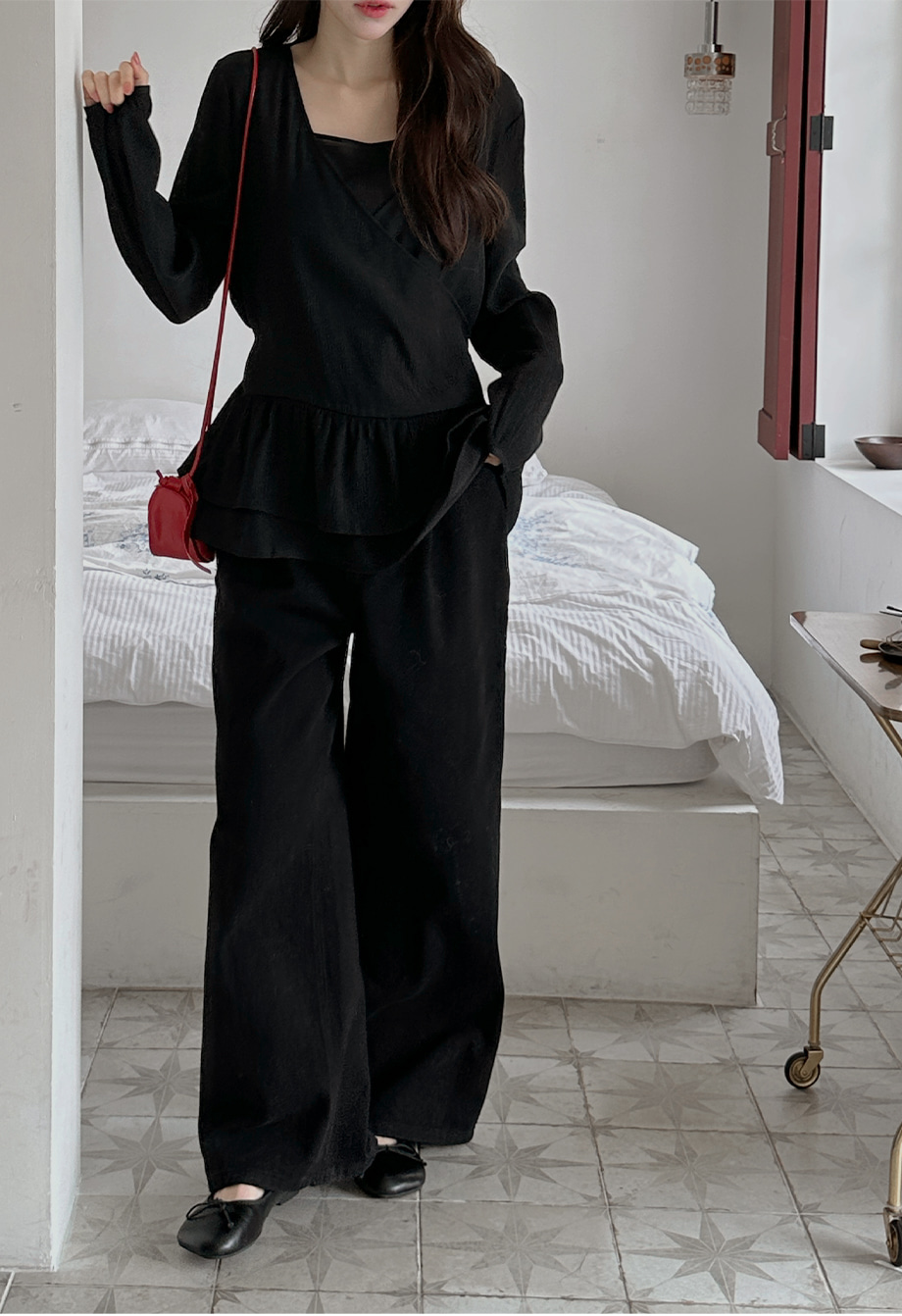 リリエンコ ラップスタイルフリルブラウス 