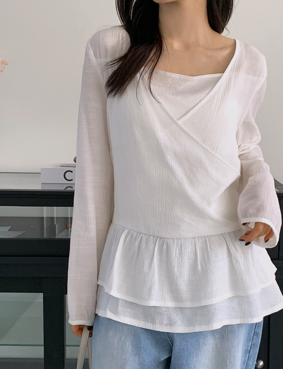 リリエンコ ラップスタイルフリルブラウス 