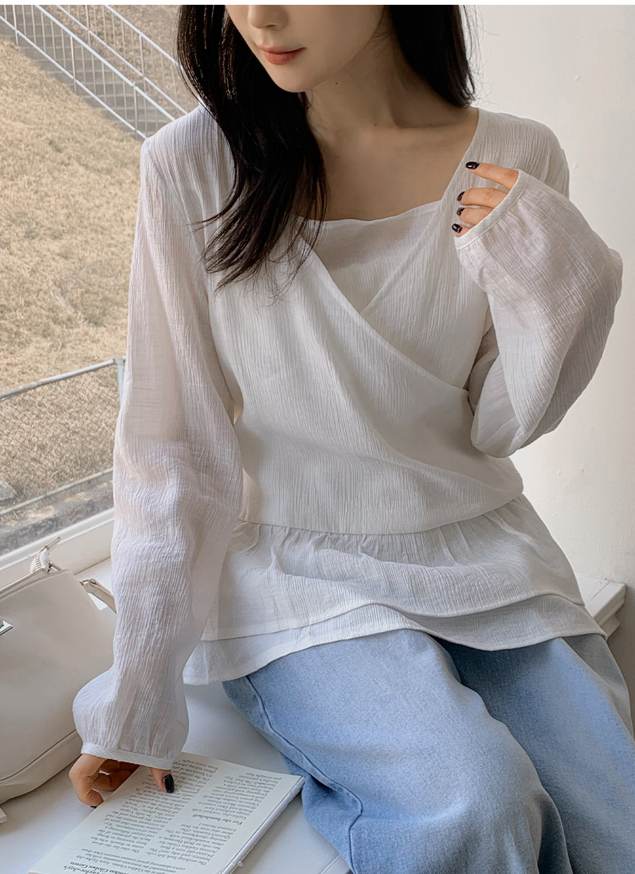 リリエンコ ラップスタイルフリルブラウス 