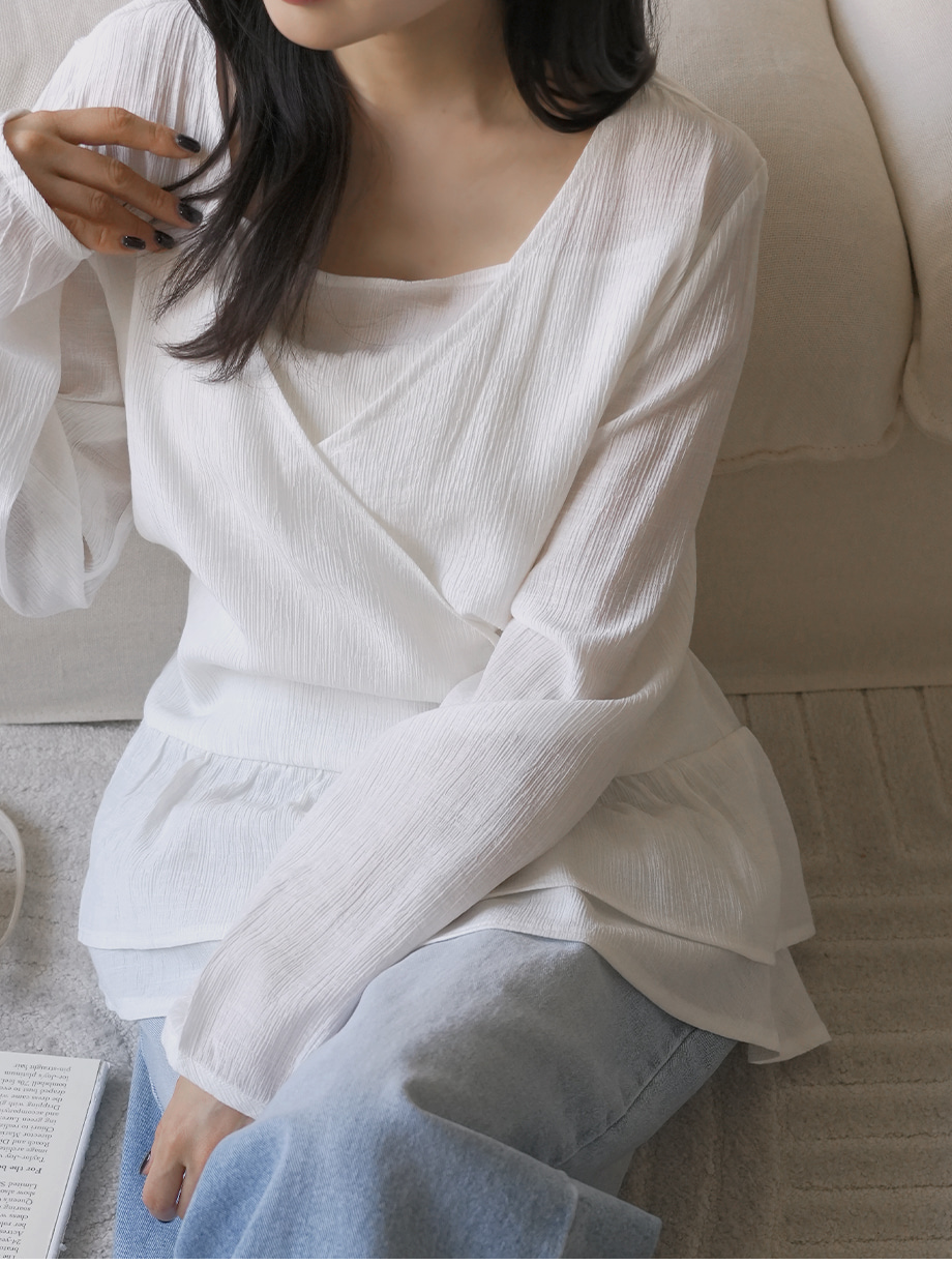 リリエンコ ラップスタイルフリルブラウス 