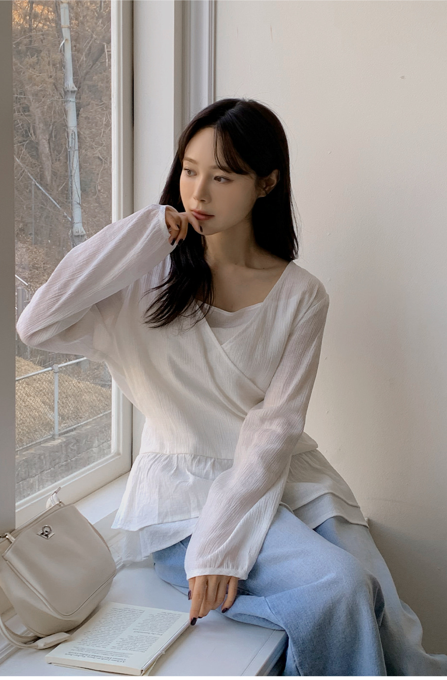 リリエンコ ラップスタイルフリルブラウス 