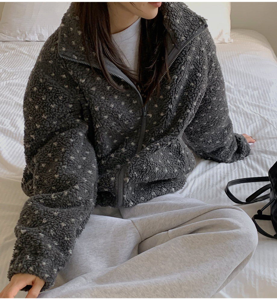 リリエンコ ハート柄ボアフリースジャンパー