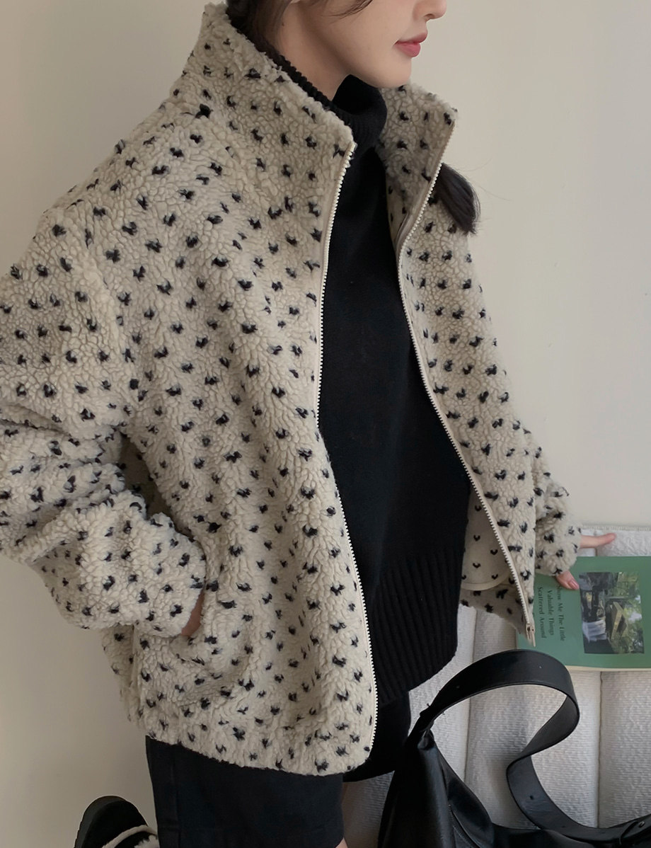 リリエンコ ハート柄ボアフリースジャンパー