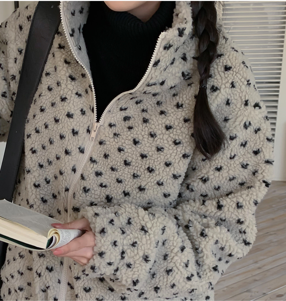 リリエンコ ハート柄ボアフリースジャンパー