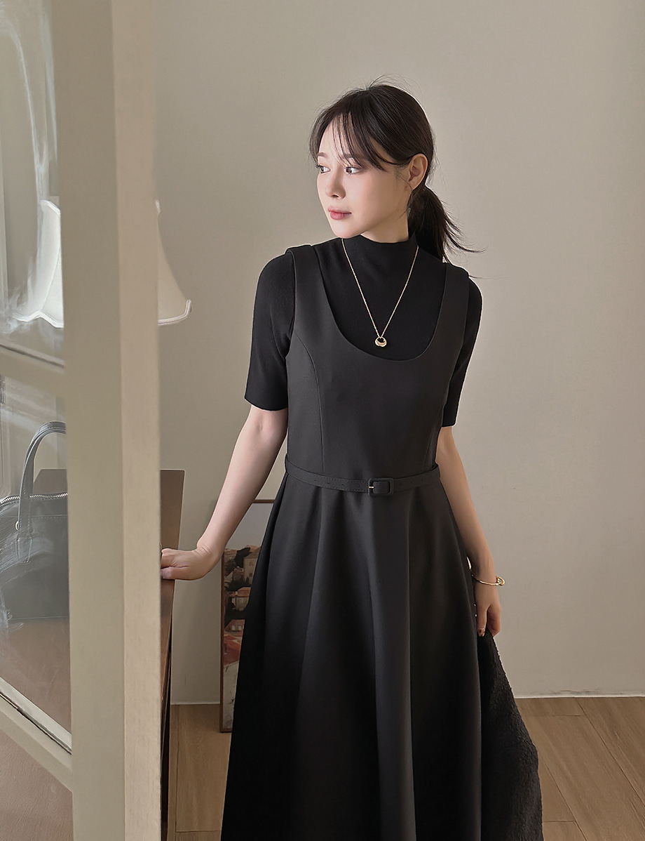 リリエンコベルトフレアビスチェロングドレスワンピース