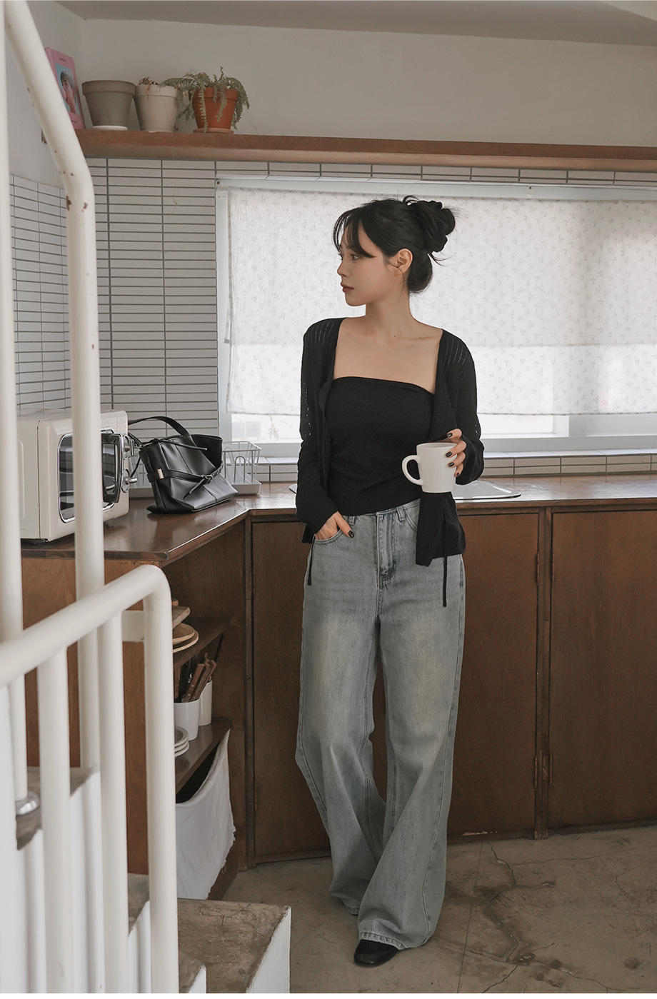 リリエンコ Vネックストラップシュシュセットカーディガン