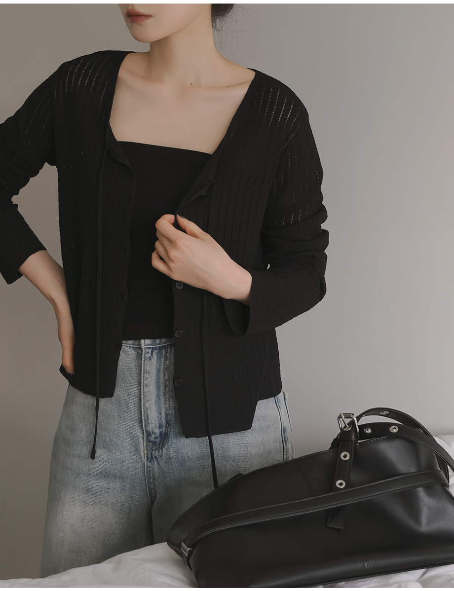 リリエンコ Vネックストラップシュシュセットカーディガン