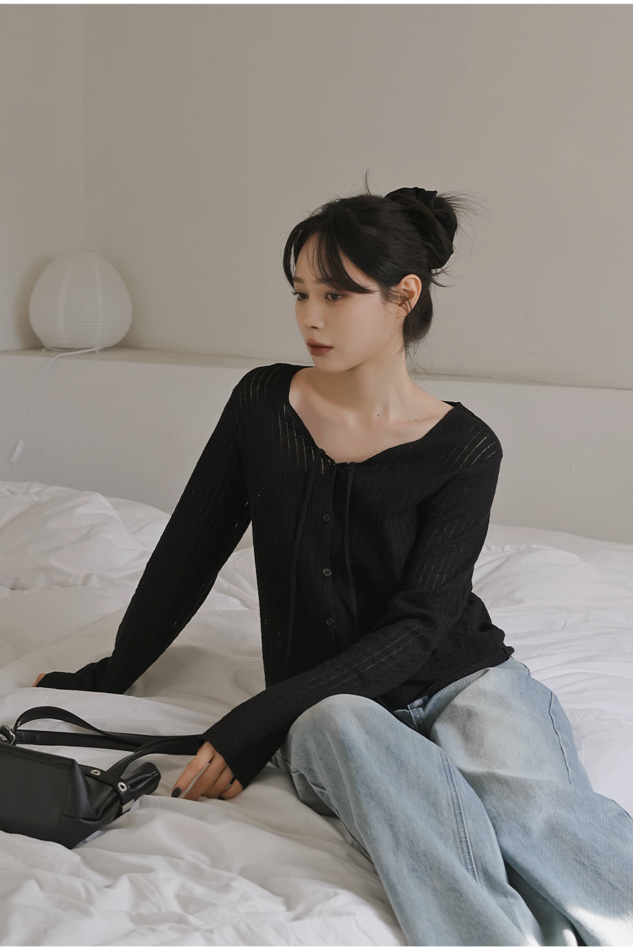 リリエンコ Vネックストラップシュシュセットカーディガン