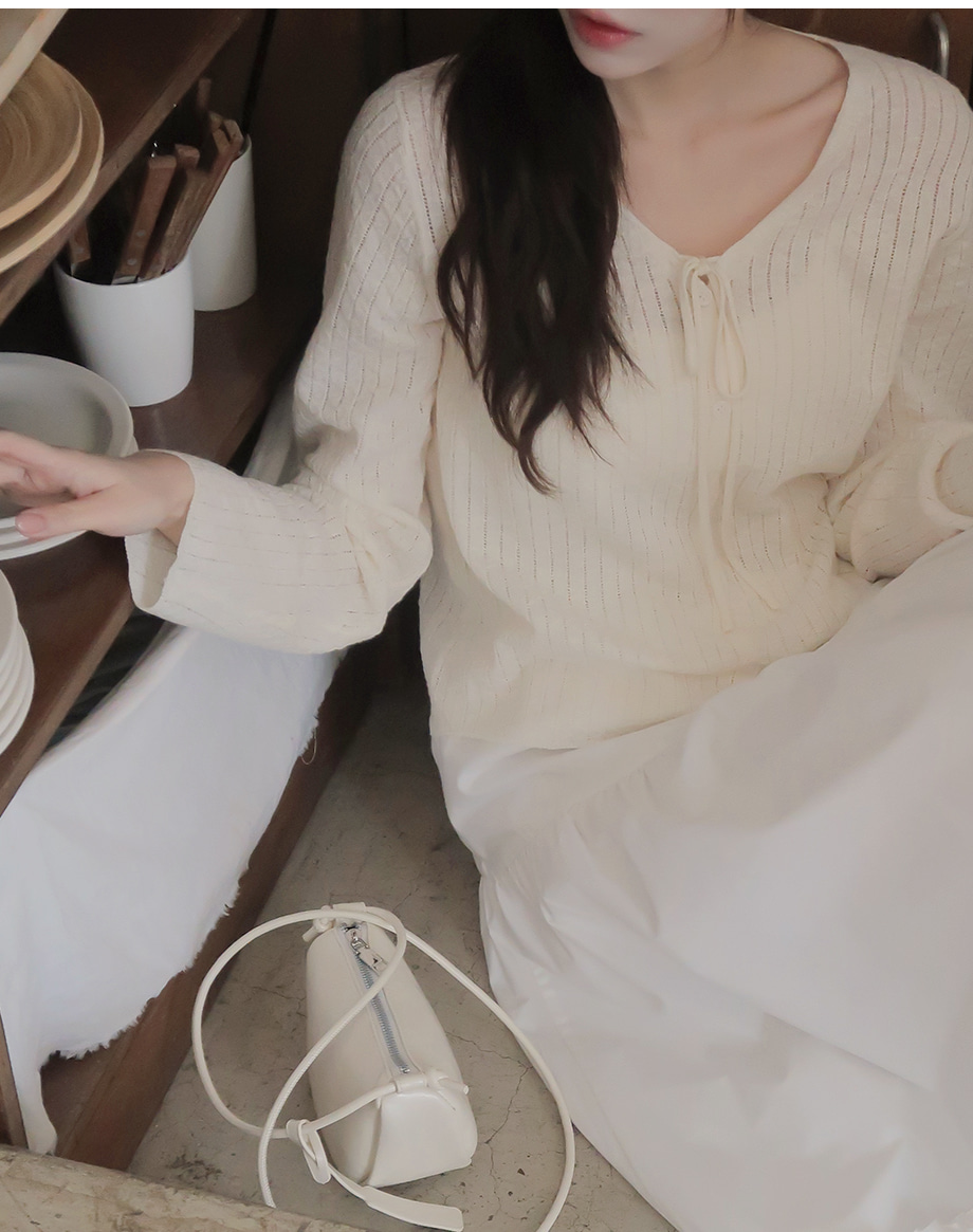 リリエンコ Vネックストラップシュシュセットカーディガン