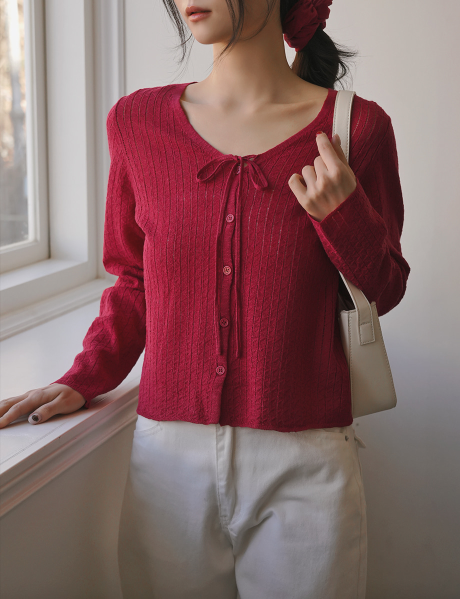 リリエンコ Vネックストラップシュシュセットカーディガン