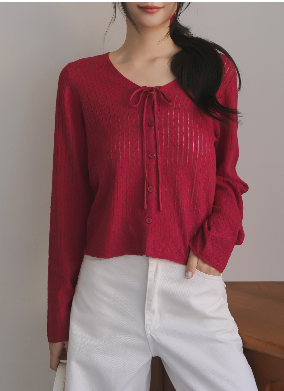 リリエンコ Vネックストラップシュシュセットカーディガン