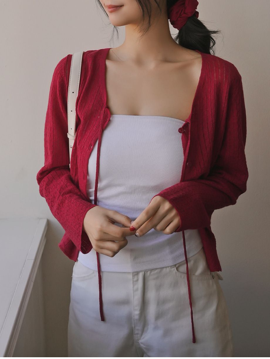 リリエンコ Vネックストラップシュシュセットカーディガン