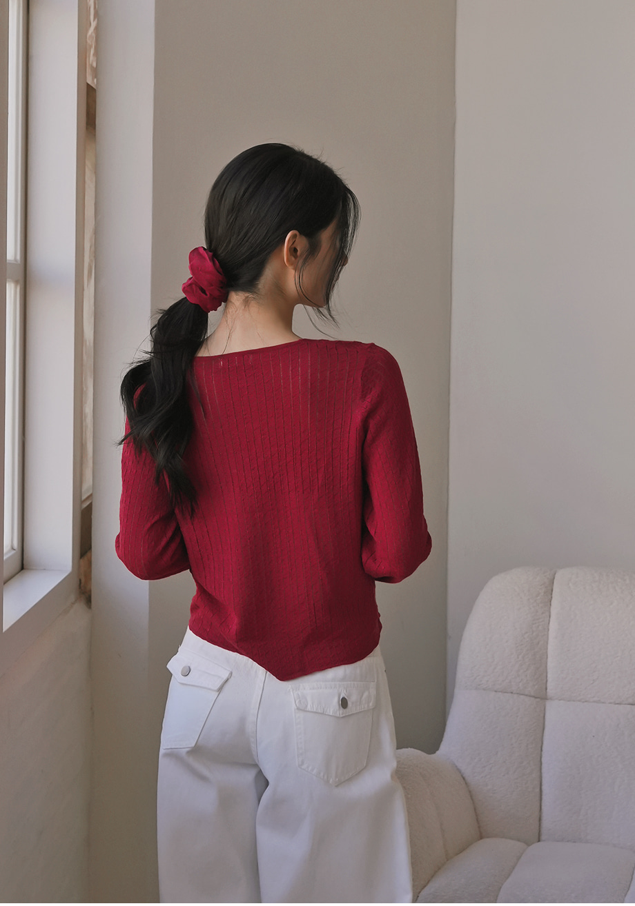 リリエンコ Vネックストラップシュシュセットカーディガン