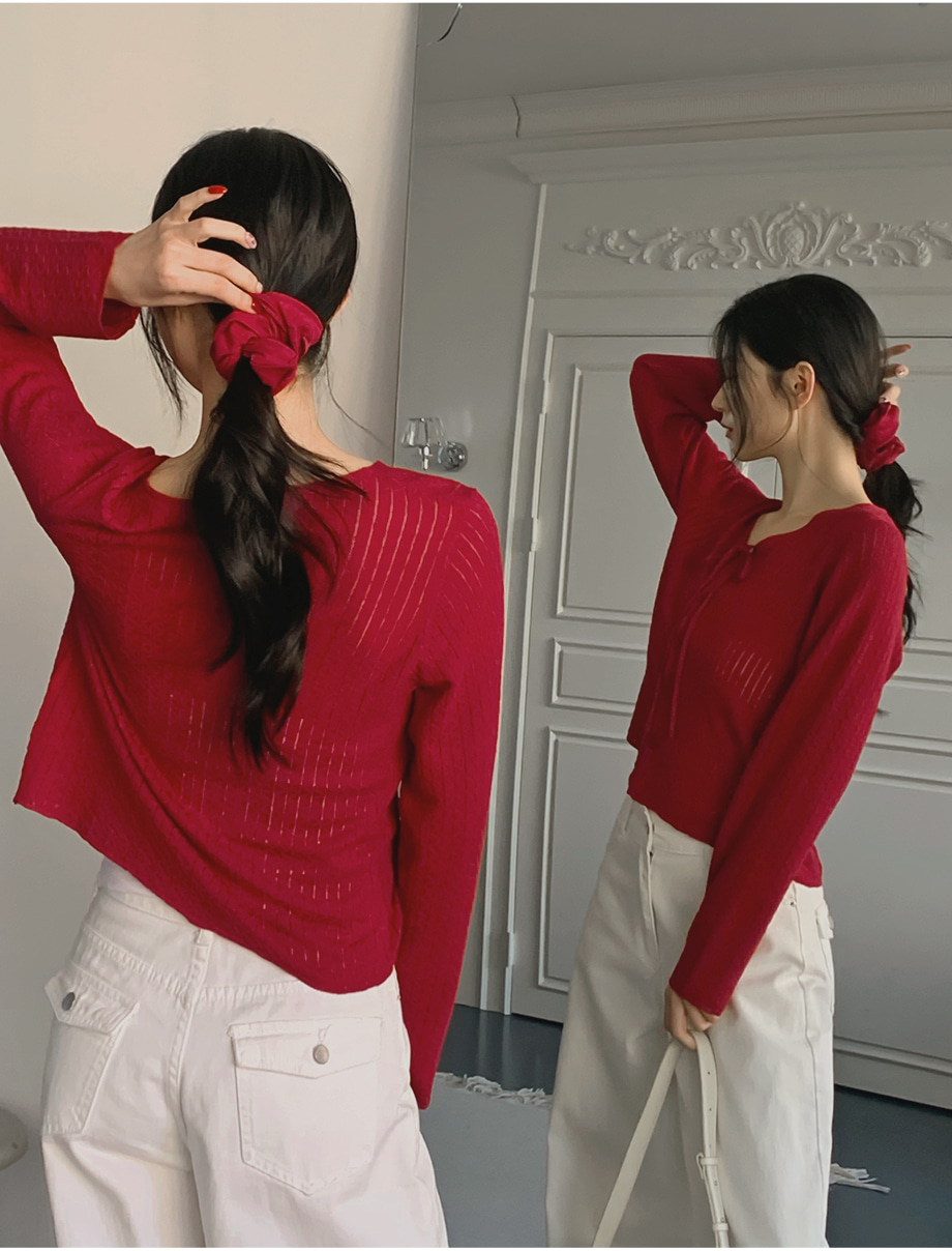 リリエンコ Vネックストラップシュシュセットカーディガン