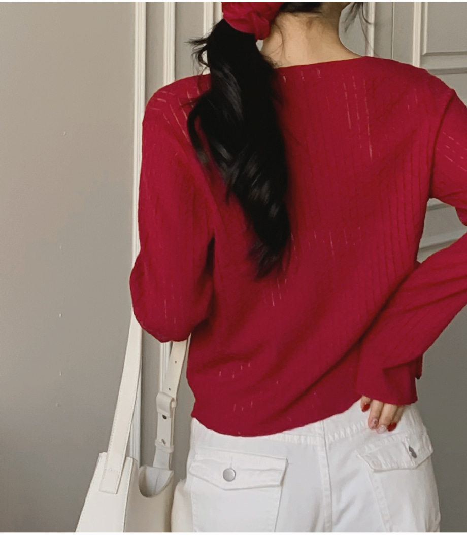 リリエンコ Vネックストラップシュシュセットカーディガン