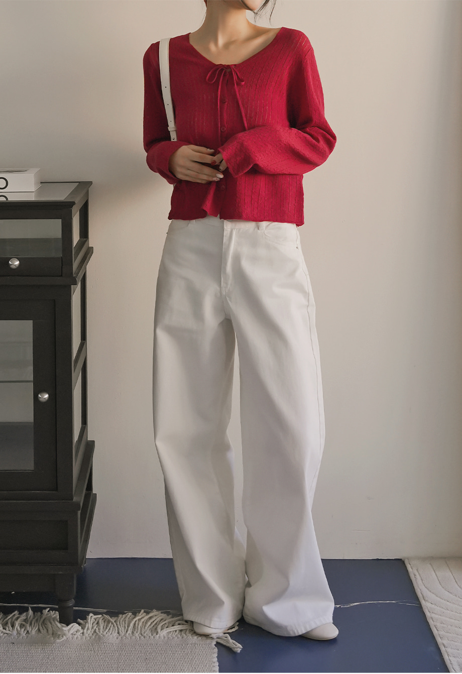 リリエンコ Vネックストラップシュシュセットカーディガン