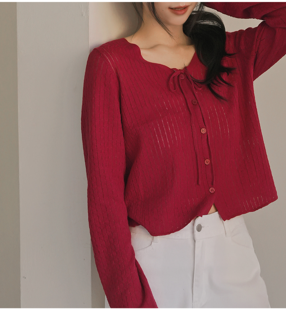 リリエンコ Vネックストラップシュシュセットカーディガン