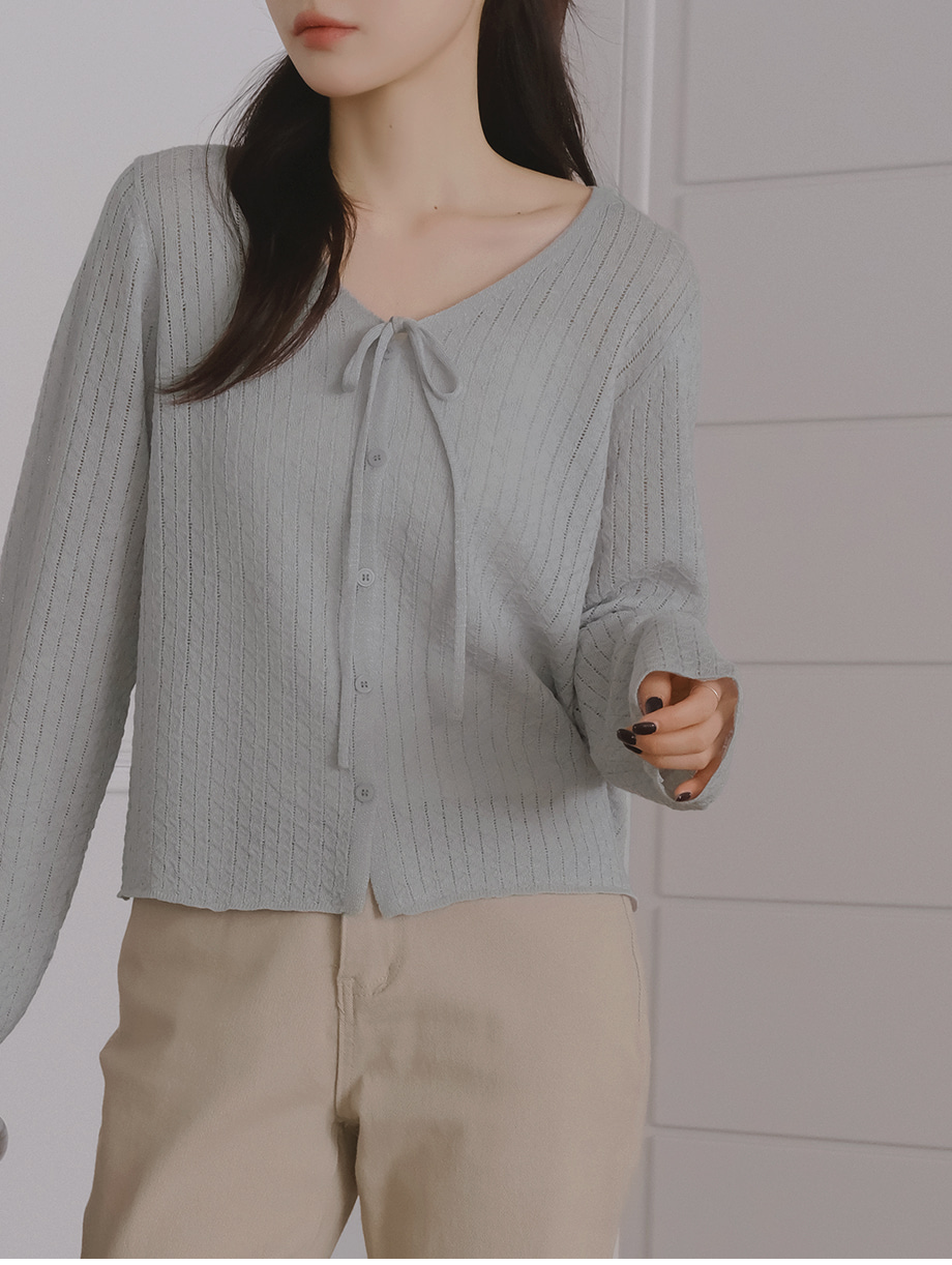 リリエンコ Vネックストラップシュシュセットカーディガン