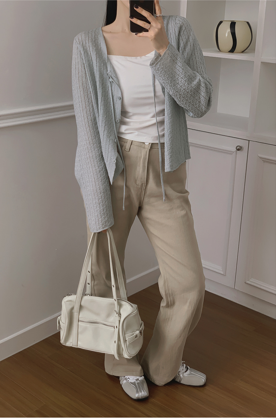 リリエンコ Vネックストラップシュシュセットカーディガン