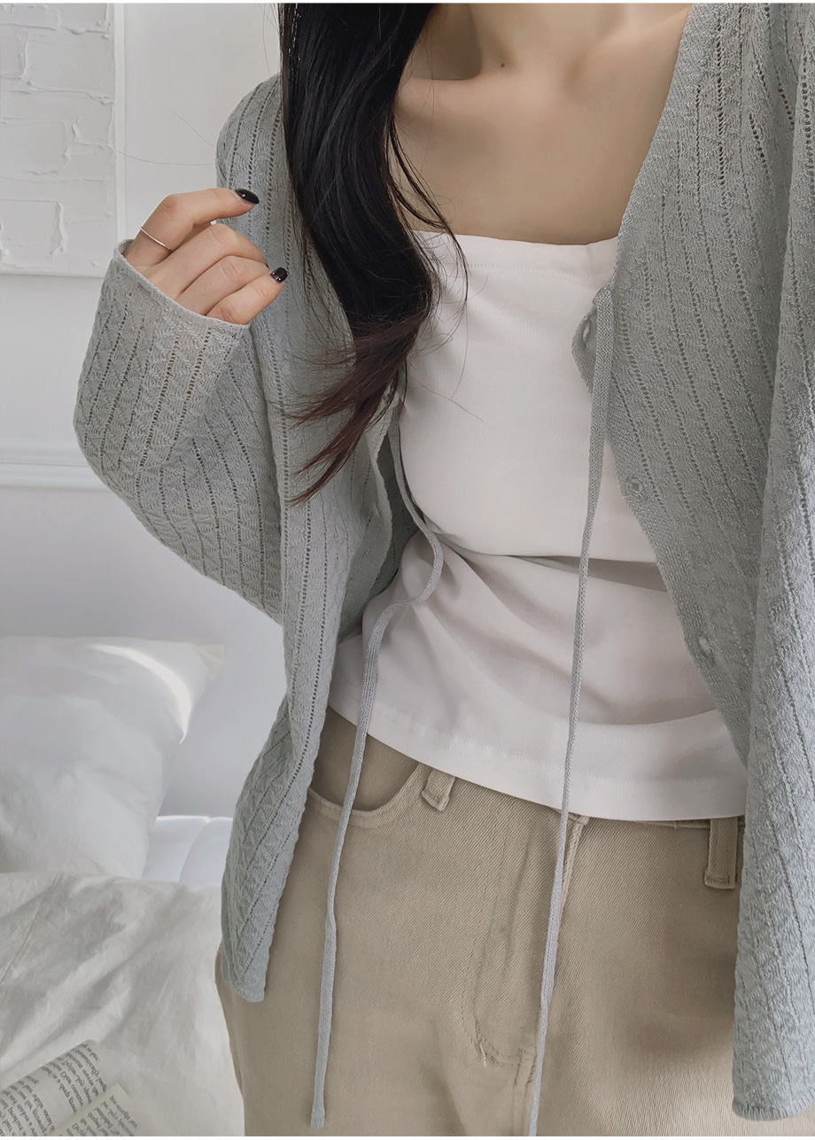 リリエンコ Vネックストラップシュシュセットカーディガン