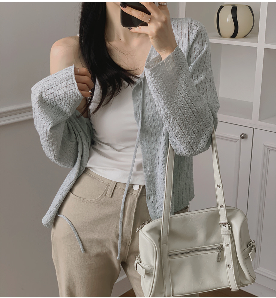 リリエンコ Vネックストラップシュシュセットカーディガン